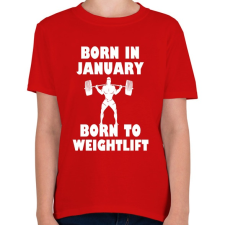 PRINTFASHION Januárban születve - súlyemelésre születve - Gyerek póló - Piros gyerek póló