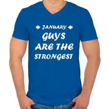 PRINTFASHION Januári férfiak a legerősebbek - Férfi V-nyakú póló - Királykék férfi póló