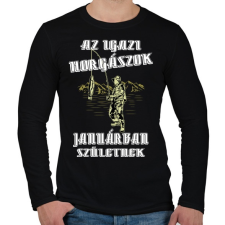 PRINTFASHION Januári horgász - Férfi hosszú ujjú póló - Fekete férfi póló