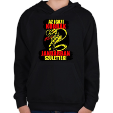 PRINTFASHION Januári Kobra - Gyerek kapucnis pulóver - Fekete gyerek pulóver, kardigán