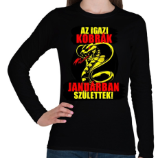 PRINTFASHION Januári Kobra - Női hosszú ujjú póló - Fekete