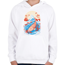 PRINTFASHION Japán hal - Gyerek kapucnis pulóver - Fehér gyerek pulóver, kardigán