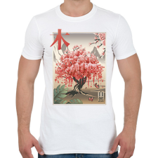 PRINTFASHION Japán sakura fa - Férfi póló - Fehér férfi póló