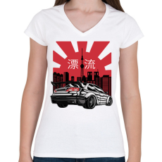 PRINTFASHION Japán sportkocsi - Női V-nyakú póló - Fehér