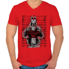 PRINTFASHION Jason - Férfi V-nyakú póló - Piros férfi póló