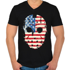 PRINTFASHION Jason maszk - Férfi V-nyakú póló - Fekete