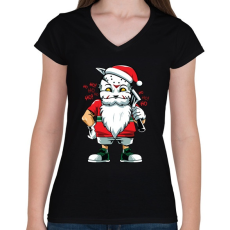 PRINTFASHION Jason mikulás - Női V-nyakú póló - Fekete