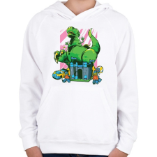 PRINTFASHION Játék dínó - Gyerek kapucnis pulóver - Fehér gyerek pulóver, kardigán