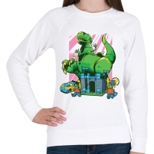 PRINTFASHION Játék dínó - Női pulóver - Fehér női pulóver, kardigán