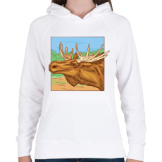PRINTFASHION Jávorszarvas - Női kapucnis pulóver - Fehér