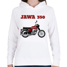 PRINTFASHION Jawa 350 - Női kapucnis pulóver - Fehér női pulóver, kardigán
