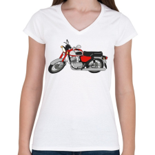 PRINTFASHION Jawa 350 - Női V-nyakú póló - Fehér női póló