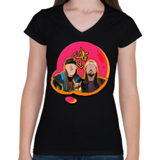 PRINTFASHION Jay és Néma Bob  - Női V-nyakú póló - Fekete
