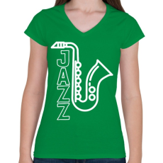 PRINTFASHION Jazz - Női V-nyakú póló - Zöld