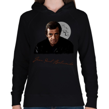 PRINTFASHION Jean-Paul Belmondo - Női kapucnis pulóver - Fekete női pulóver, kardigán