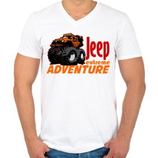 PRINTFASHION jeep extreme1 - Férfi V-nyakú póló - Fehér