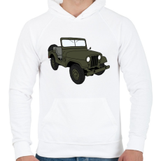 PRINTFASHION Jeep - Férfi kapucnis pulóver - Fehér