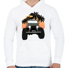 PRINTFASHION Jeep - Férfi kapucnis pulóver - Fehér férfi pulóver, kardigán