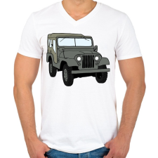 PRINTFASHION Jeep - Férfi V-nyakú póló - Fehér férfi póló