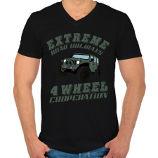 PRINTFASHION jeep - Férfi V-nyakú póló - Fekete férfi póló