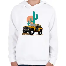 PRINTFASHION Jeep  - Gyerek kapucnis pulóver - Fehér gyerek pulóver, kardigán
