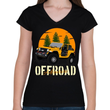 PRINTFASHION jeep - Női V-nyakú póló - Fekete női póló