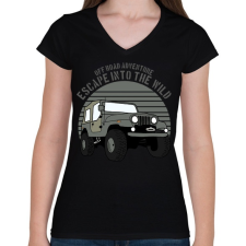PRINTFASHION Jeep - Női V-nyakú póló - Fekete női póló