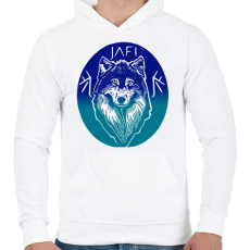 PRINTFASHION jég farkas - Férfi kapucnis pulóver - Fehér