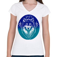 PRINTFASHION jég farkas - Női V-nyakú póló - Fehér