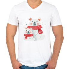 PRINTFASHION Jegesmacikák - Férfi V-nyakú póló - Fehér