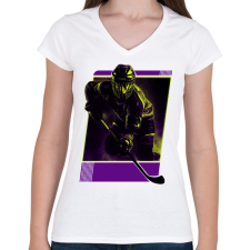 PRINTFASHION Jéghokis - Női V-nyakú póló - Fehér női póló