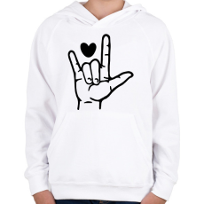 PRINTFASHION Jelbeszéd - I love you - Gyerek kapucnis pulóver - Fehér