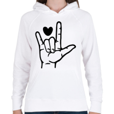 PRINTFASHION Jelbeszéd - I love you - Női kapucnis pulóver - Fehér női pulóver, kardigán