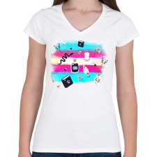 PRINTFASHION Jelképek - Női V-nyakú póló - Fehér női póló