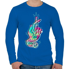 PRINTFASHION Jelzés - Férfi hosszú ujjú póló - Királykék férfi póló