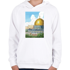 PRINTFASHION Jeruzsálem - Gyerek kapucnis pulóver - Fehér