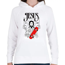 PRINTFASHION Jesus can slide - Női kapucnis pulóver - Fehér