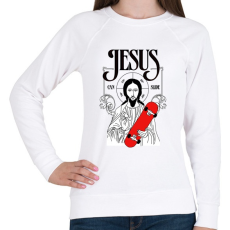 PRINTFASHION Jesus can slide - Női pulóver - Fehér
