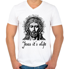 PRINTFASHION jesus its life - Férfi V-nyakú póló - Fehér férfi póló