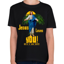 PRINTFASHION jesus loves you but im not - Gyerek póló - Fekete gyerek póló