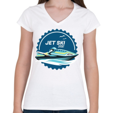 PRINTFASHION Jetski - Női V-nyakú póló - Fehér