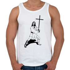 PRINTFASHION Jézus kardja - Férfi atléta - Fehér atléta, trikó