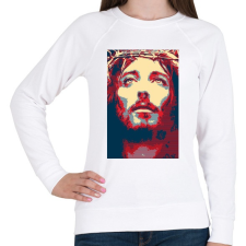 PRINTFASHION Jézus - Női pulóver - Fehér női pulóver, kardigán