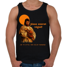 PRINTFASHION JÉZUS SZERET TÉGED - Férfi atléta - Fekete atléta, trikó