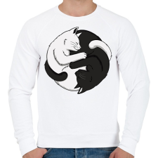 PRINTFASHION Jin-Jang cicák - Férfi pulóver - Fehér férfi pulóver, kardigán