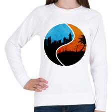 PRINTFASHION Jingjang city and beach - Női pulóver - Fehér női pulóver, kardigán