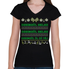 PRINTFASHION JINGLE BELLS 3 - Női V-nyakú póló - Fekete