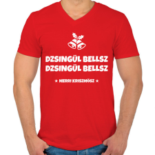 PRINTFASHION JINGLE BELLS - Férfi V-nyakú póló - Piros férfi póló