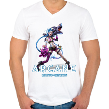 PRINTFASHION Jinx - Arcane - Férfi V-nyakú póló - Fehér férfi póló