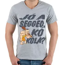 PRINTFASHION Jó a segged, kő kóla? - Férfi V-nyakú póló - Sport szürke férfi póló